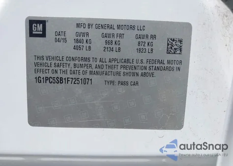 2015 Chevrolet Cruze 1Lt Auto from USA, damaged, VIN 1G1PC5SB1F7251071